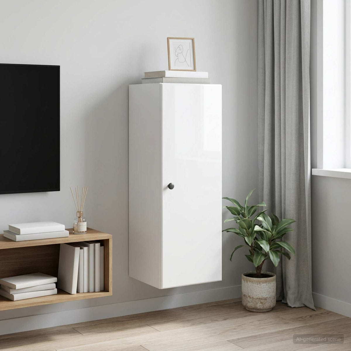 Wandkast Hoogglans Wit 33 x 34,5 x 90 cm Bewerkt hout is nu te koop bij PeponiXL, paradijselijk wonen!