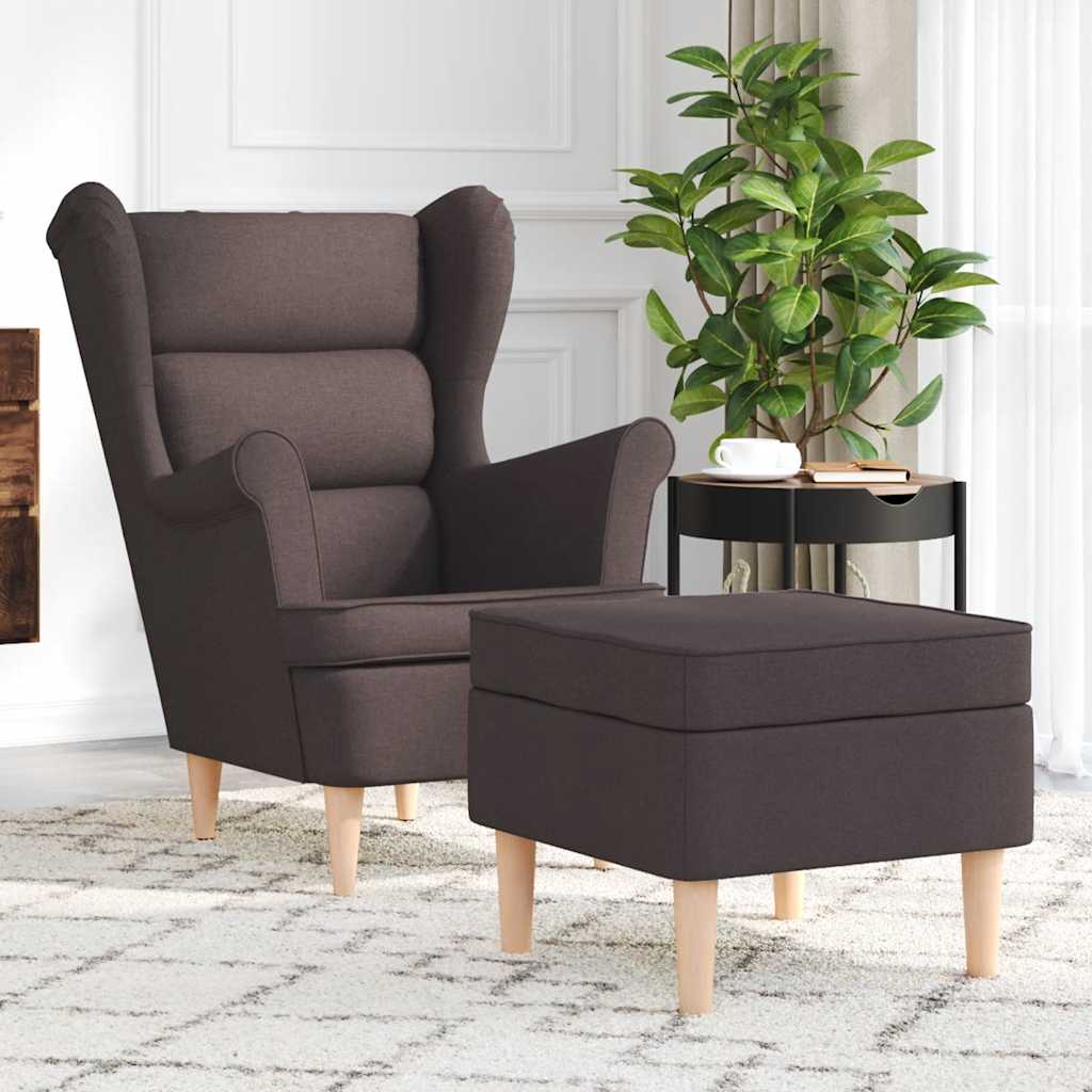 Fauteuil met voetenbankje stof donkerbruin is nu te koop bij PeponiXL, paradijselijk wonen!