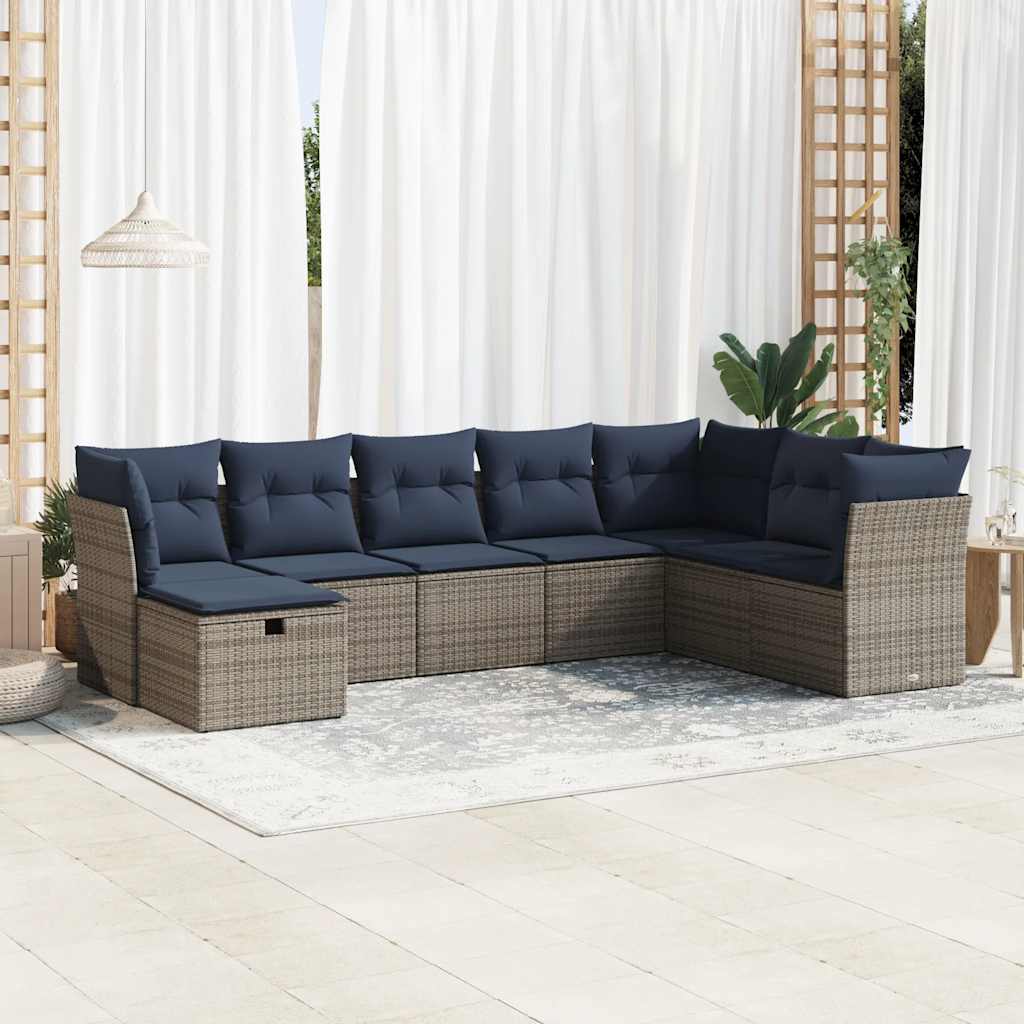 8-delige Loungeset met kussens poly rattan grijs is nu te koop bij PeponiXL, paradijselijk wonen!
