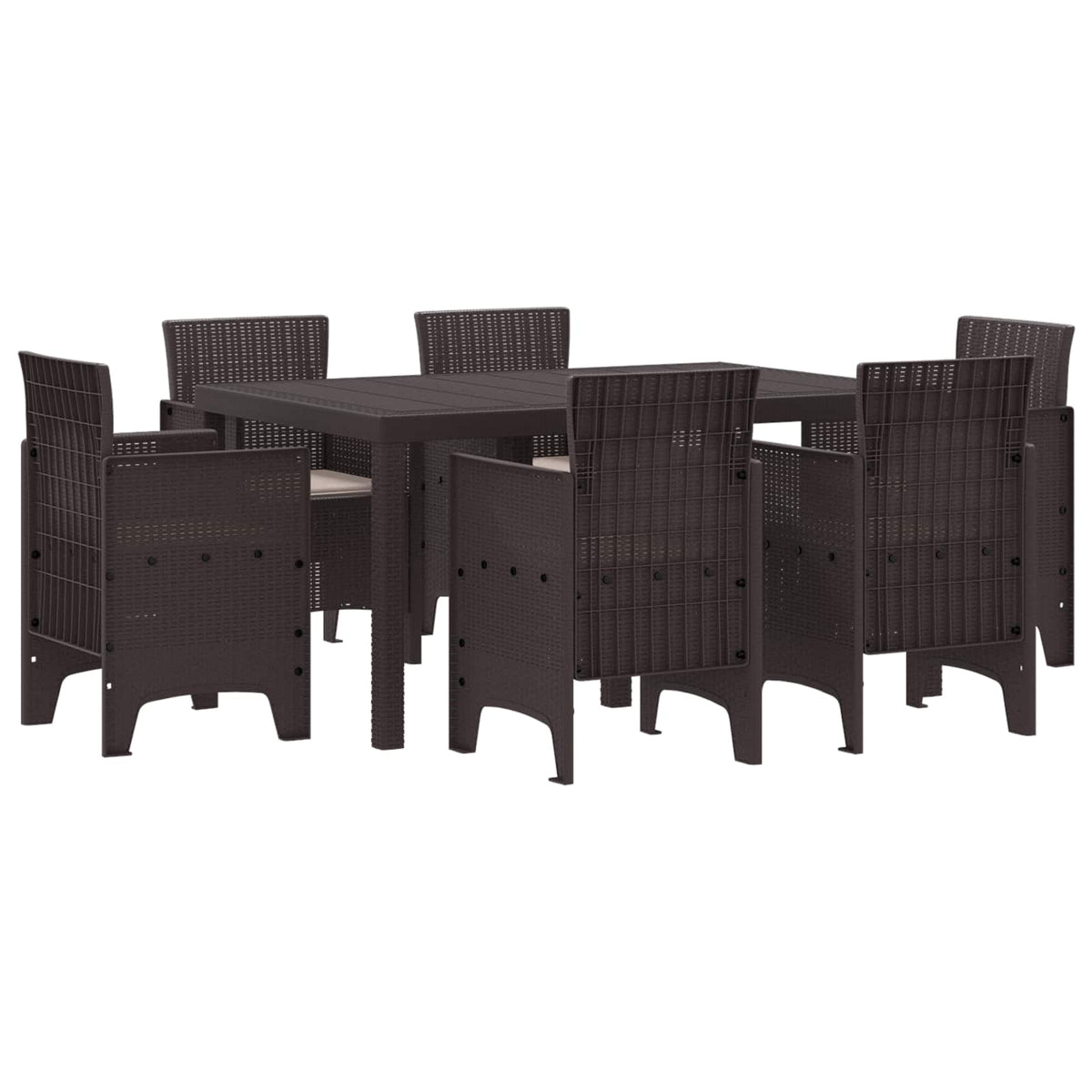 Tuin Eetset 7 pcs Bruin Polt riet is nu te koop bij PeponiXL, paradijselijk wonen!