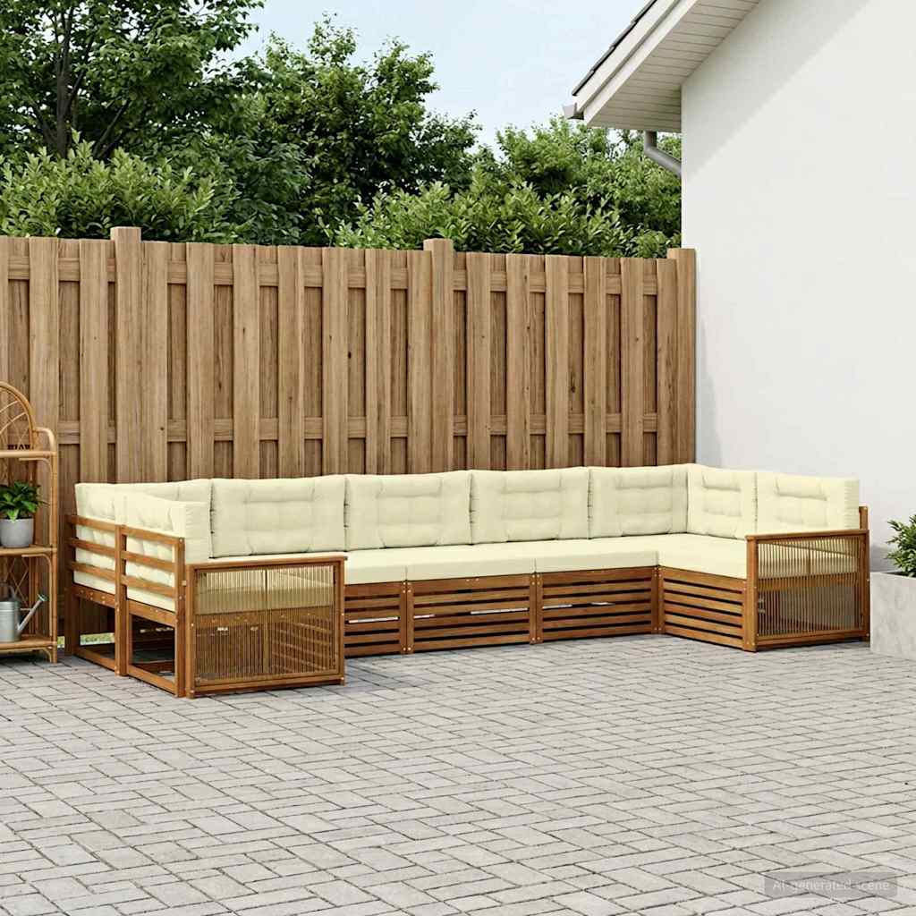 Buiten bankenset met kussen 7 pcs Natuurlijk en Crème is nu te koop bij PeponiXL, paradijselijk wonen!