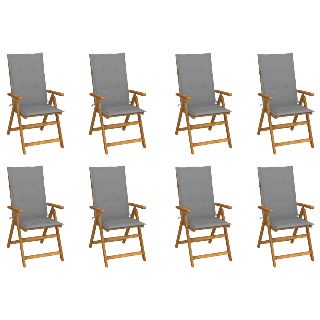 Tuinstoelen 8 st inklapbaar met kussens massief acaciahout is nu te koop bij PeponiXL, paradijselijk wonen!