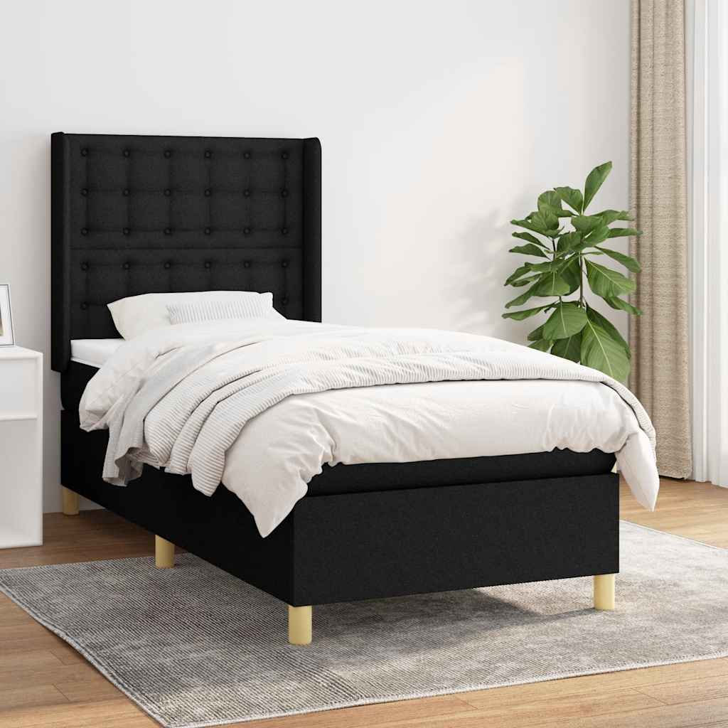 Boxspring met matras stof zwart 80x200 cm is nu te koop bij PeponiXL, paradijselijk wonen!