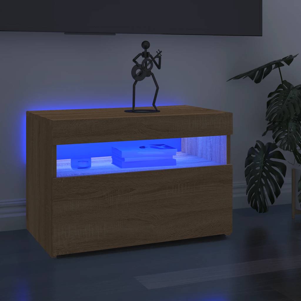 Tv-meubel met LED-verlichting 60x35x40 cm sonoma eikenkleurig is nu te koop bij PeponiXL, paradijselijk wonen!