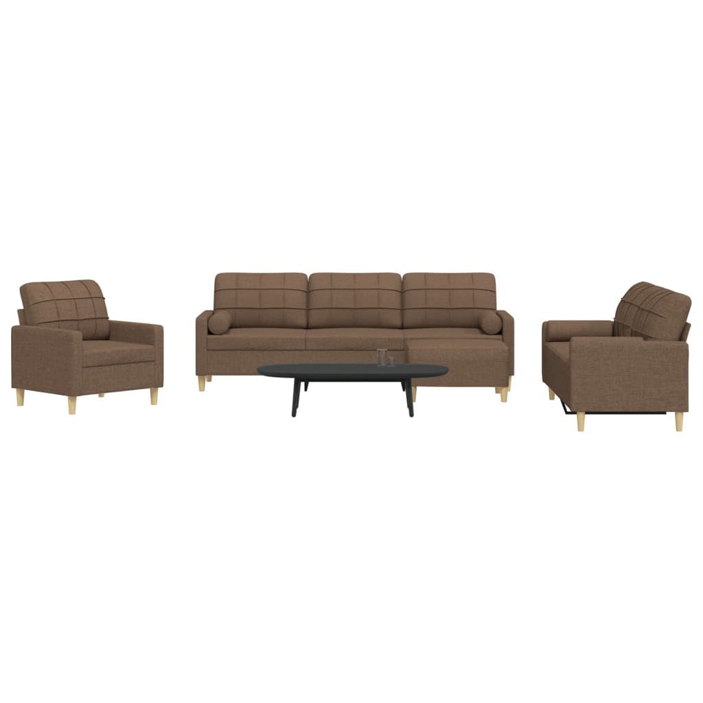 4-delige Loungeset met voetenbank en kussens stof bruin is nu te koop bij PeponiXL, paradijselijk wonen!