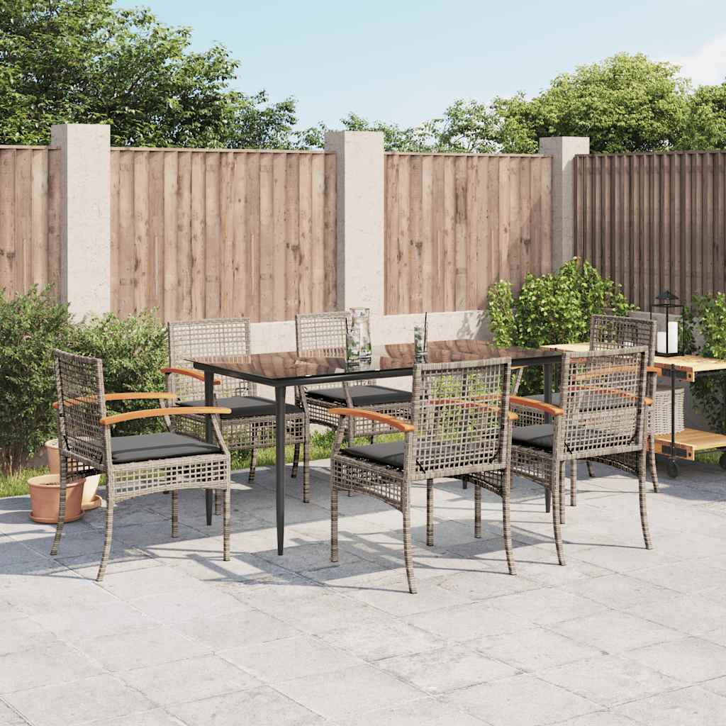 7-delige Tuinset met kussens poly rattan grijs is nu te koop bij PeponiXL, paradijselijk wonen!