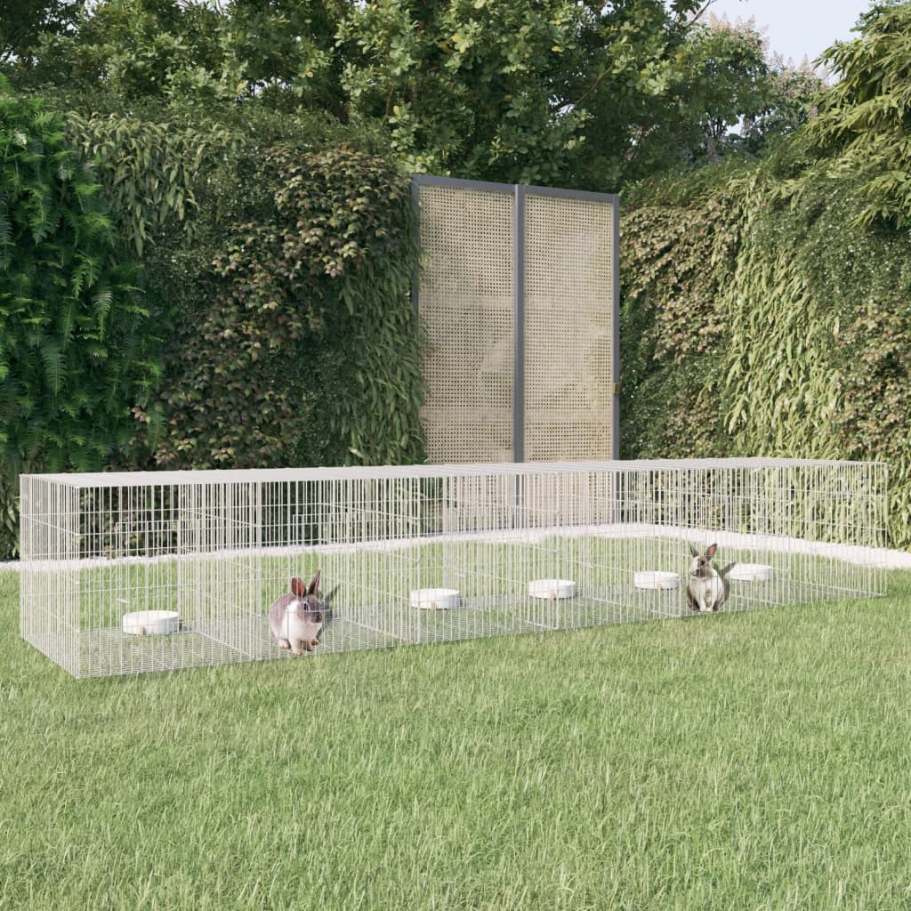 Konijnenkooi met 6 panelen 327x79x54 cm gegalvaniseerd ijzer is nu te koop bij PeponiXL, paradijselijk wonen!