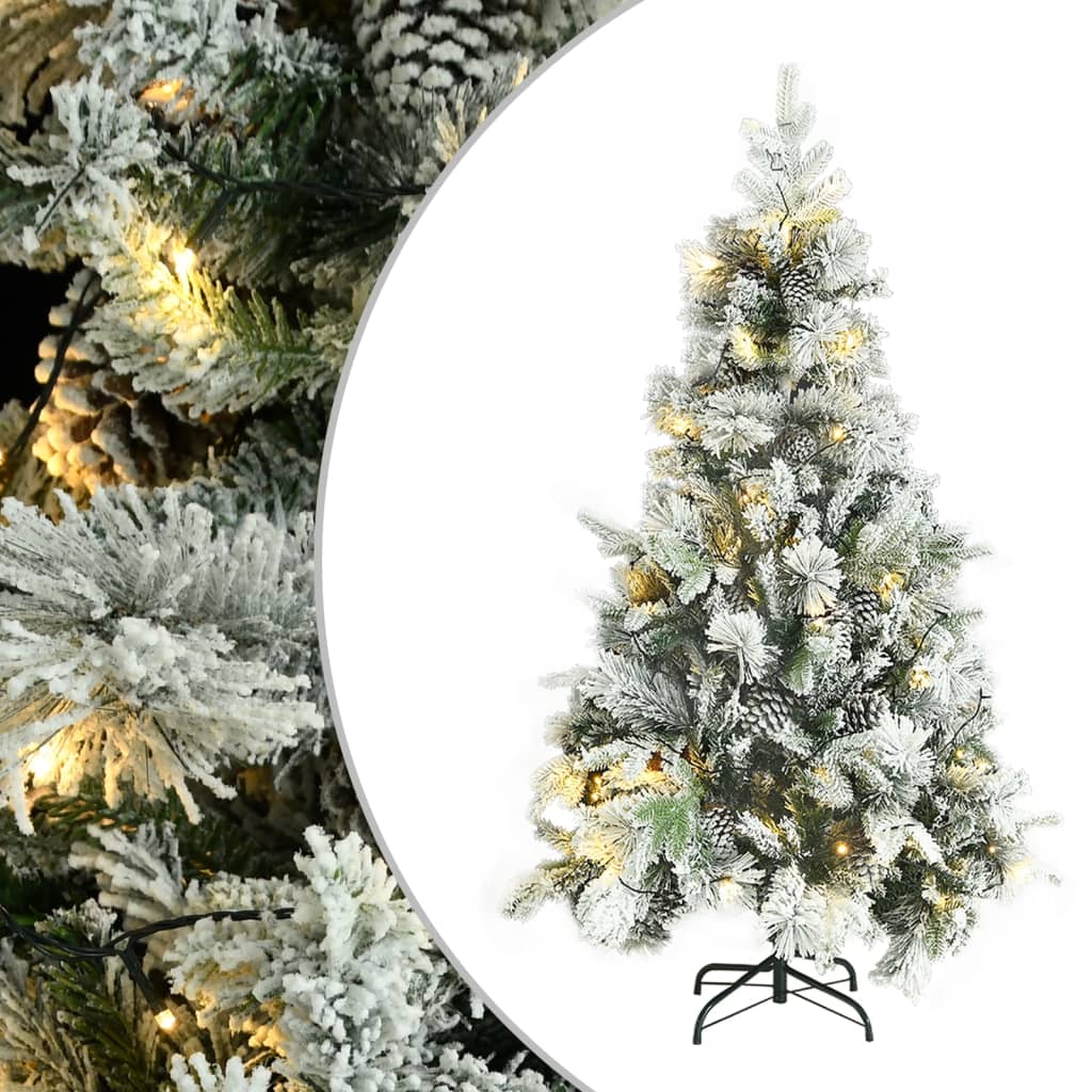 Kerstboom met LED en dennenappels en sneeuw 195 cm PVC en PE is nu te koop bij PeponiXL, paradijselijk wonen!