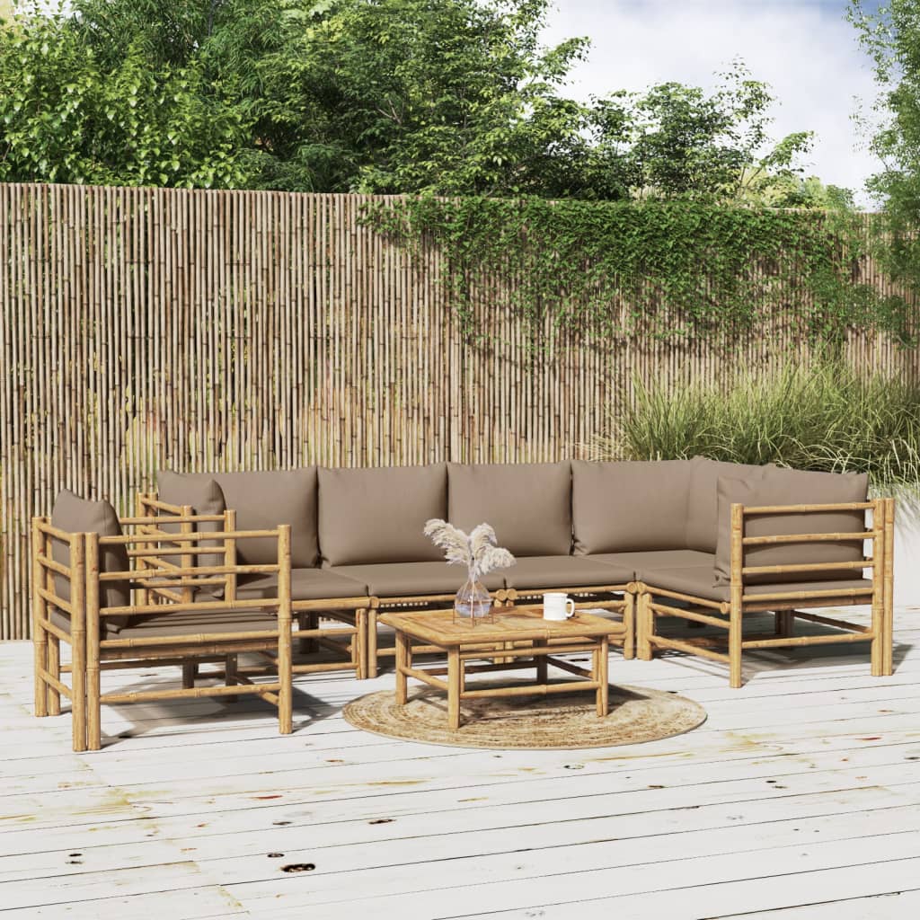 7-delige Loungeset met kussens bamboe taupe is nu te koop bij PeponiXL, paradijselijk wonen!