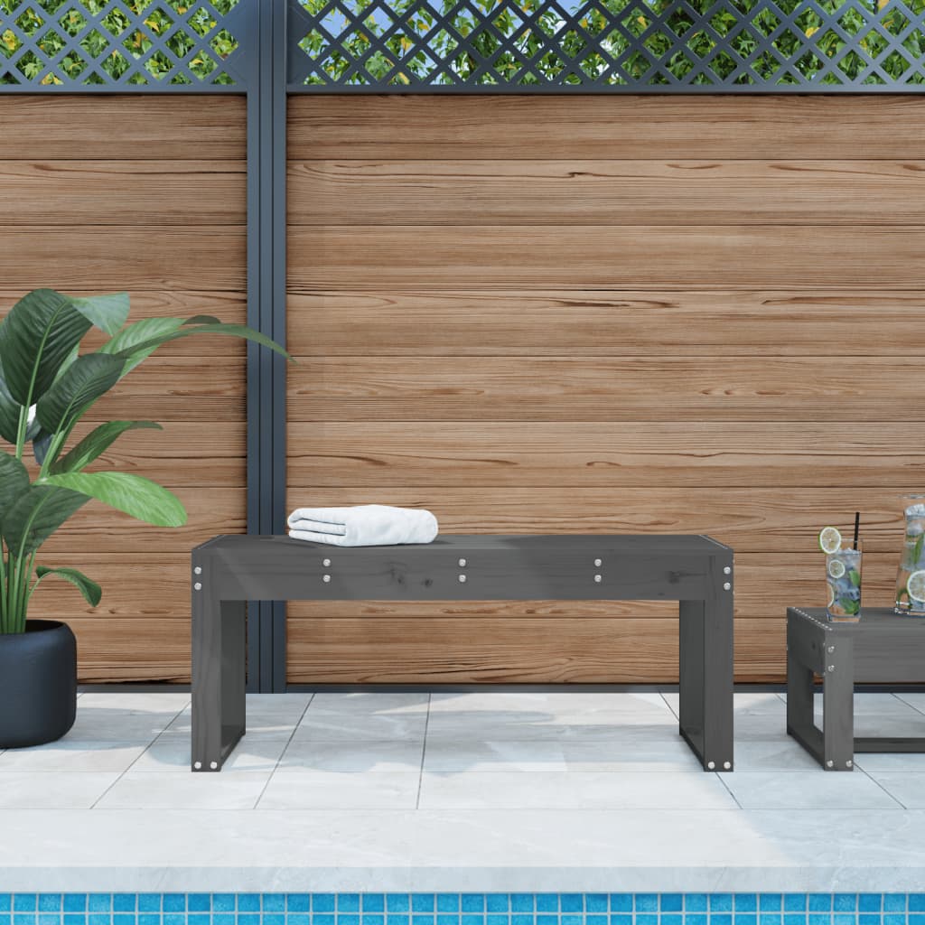 Tuinbank 110x38x45 cm massief grenenhout grijs is nu te koop bij PeponiXL, paradijselijk wonen!
