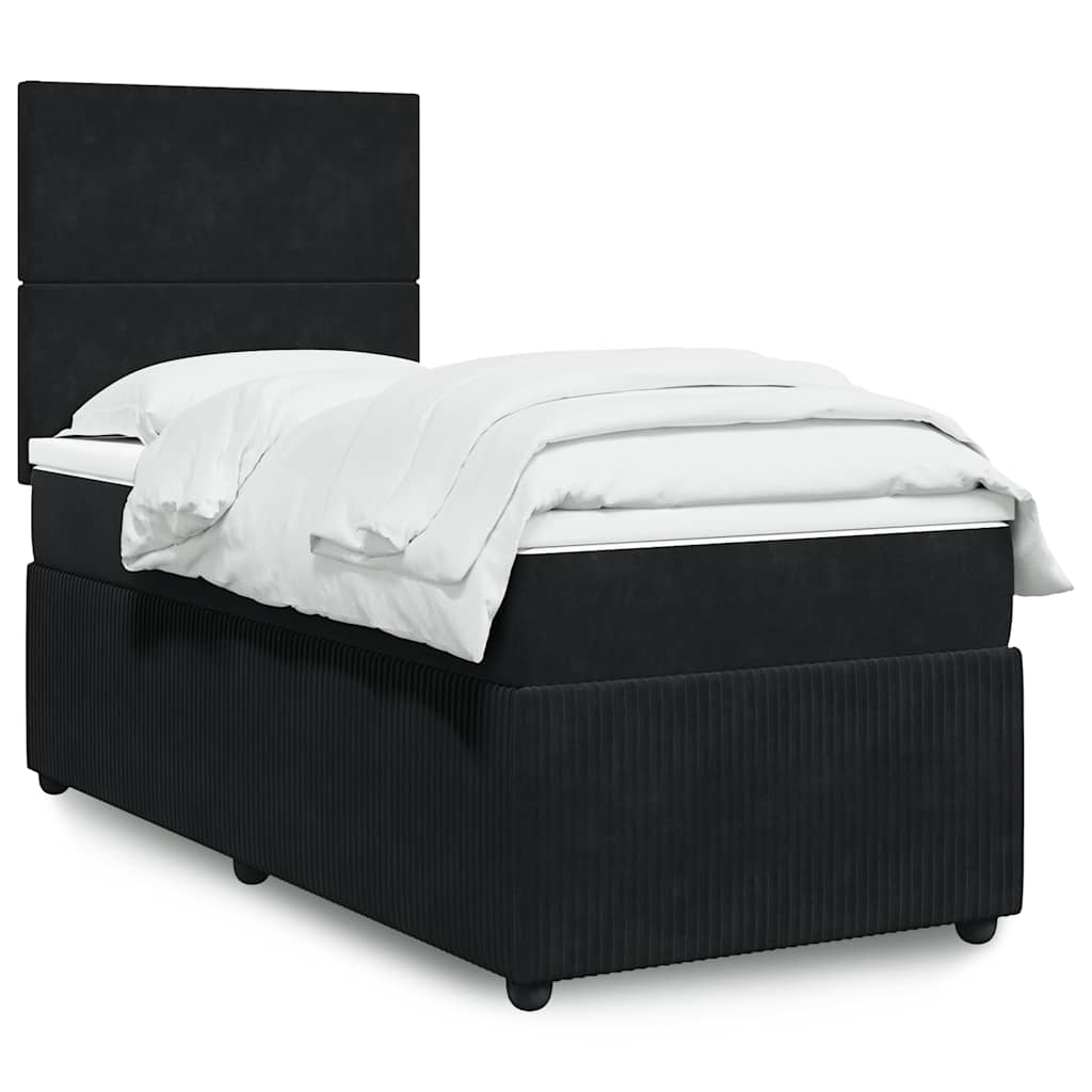 Boxspring met matras fluweel zwart 90x200 cm is nu te koop bij PeponiXL, paradijselijk wonen!