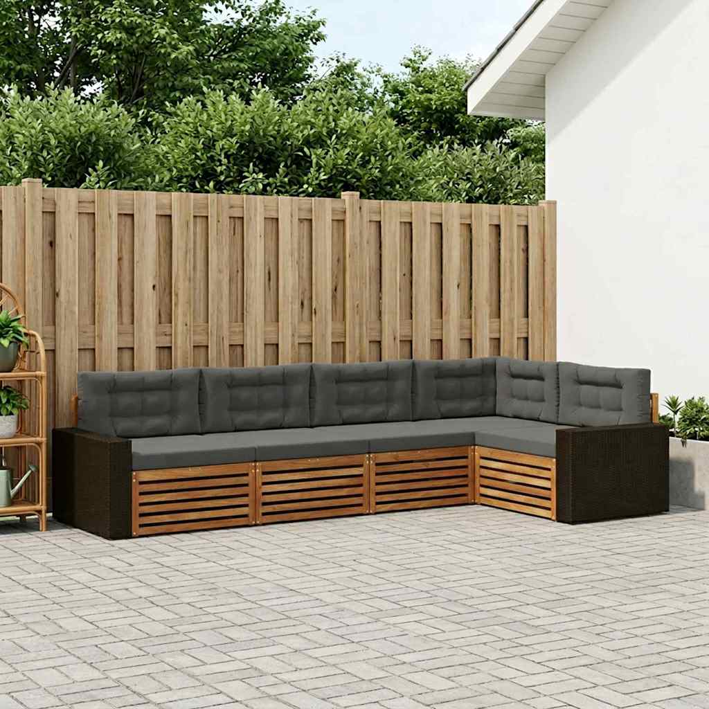 Buiten bankenset 5 pcs Natuurlijk en Antraciet is nu te koop bij PeponiXL, paradijselijk wonen!
