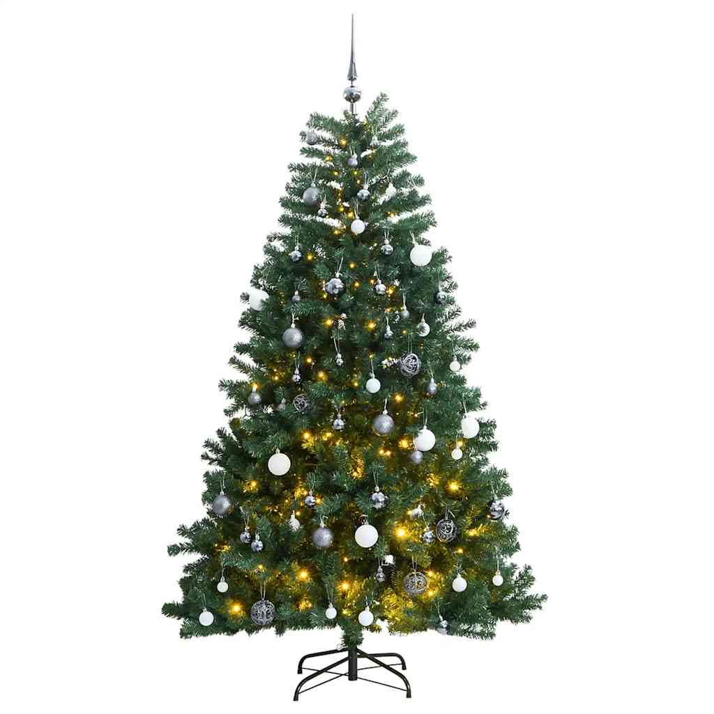 Kunstkerstboom met scharnieren 300 LED's en kerstballen 210 cm is nu te koop bij PeponiXL, paradijselijk wonen!