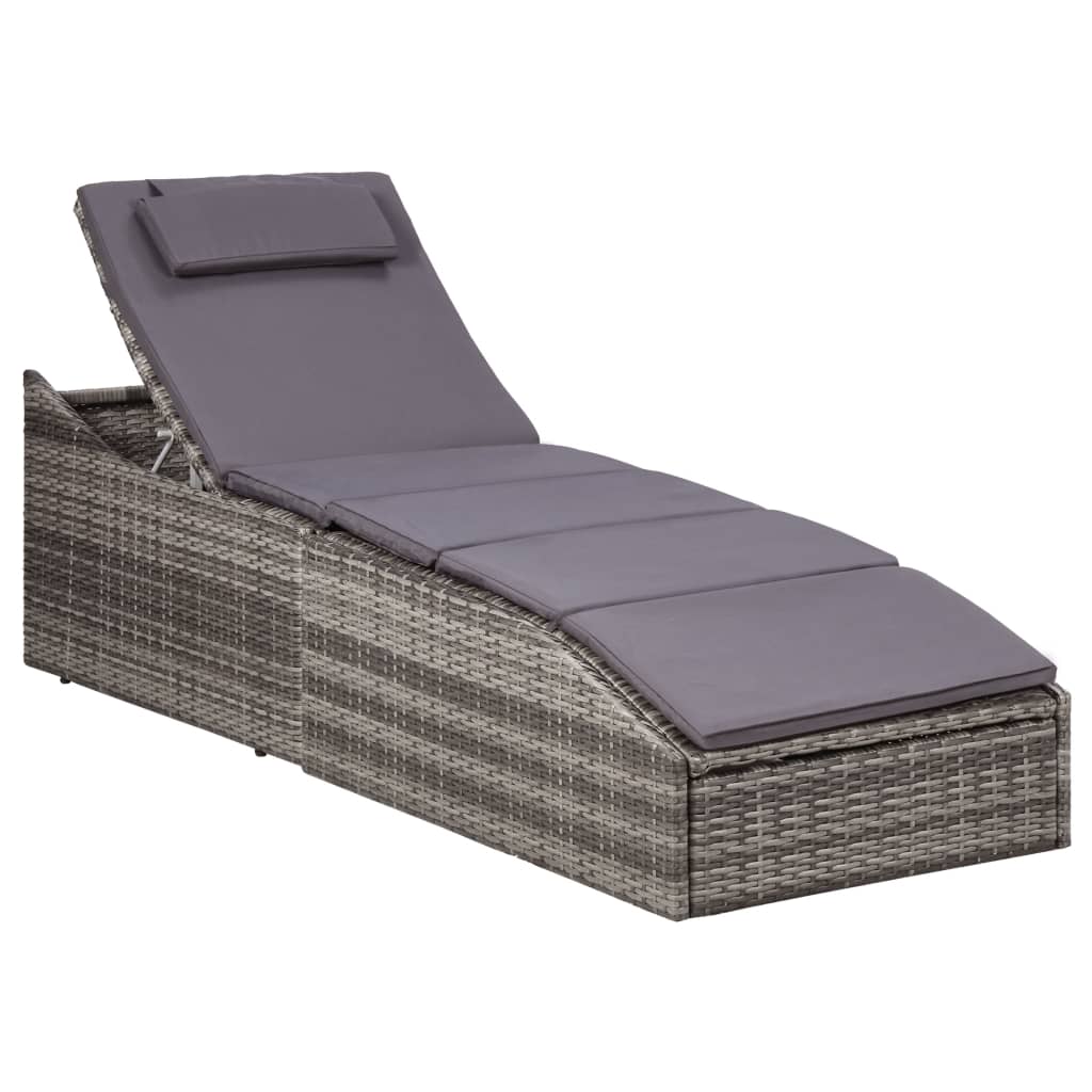 Ligbed met kussen poly rattan grijs is nu te koop bij PeponiXL, paradijselijk wonen!