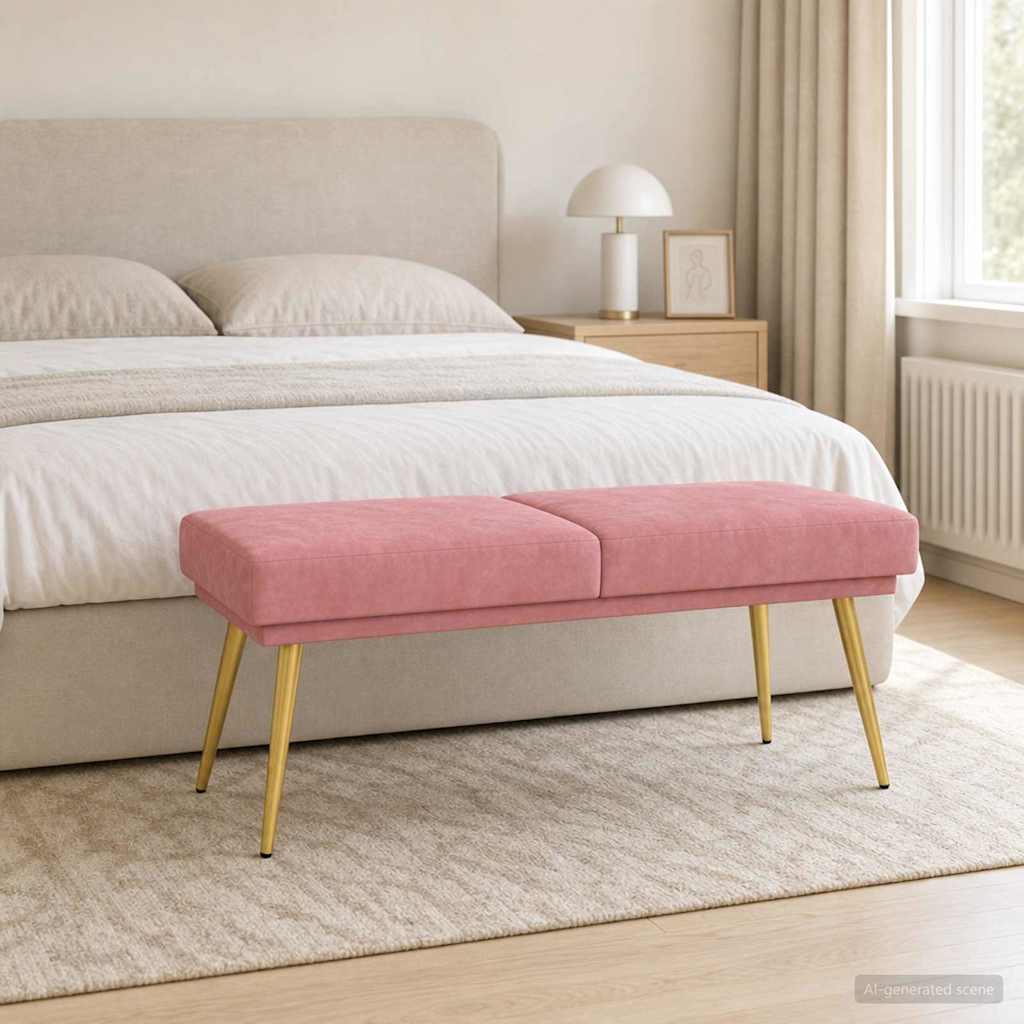 Dubbel Laagige Bank Roze 120 x 45 x 46 cm fluweel is nu te koop bij PeponiXL, paradijselijk wonen!