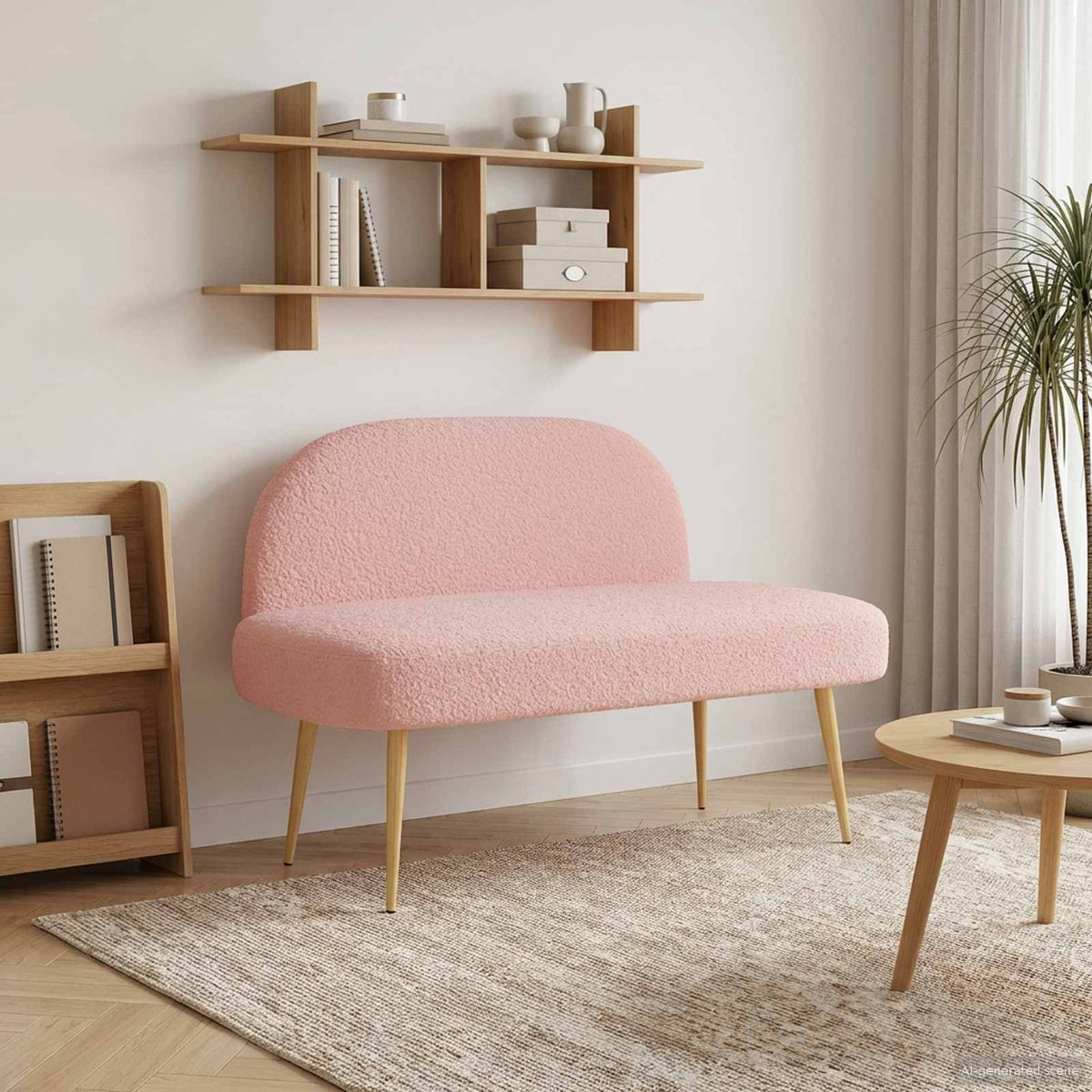 Beklede bank met rugleuning Roze 110 x 60 x 76 cm Bouclé is nu te koop bij PeponiXL, paradijselijk wonen!