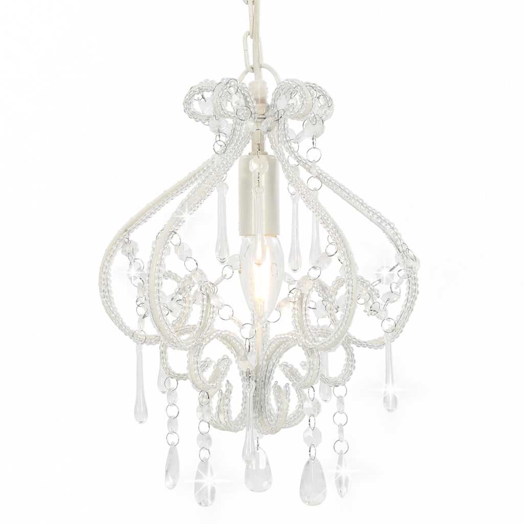 Plafondlamp met kralen rond E14 wit is nu te koop bij PeponiXL, paradijselijk wonen!