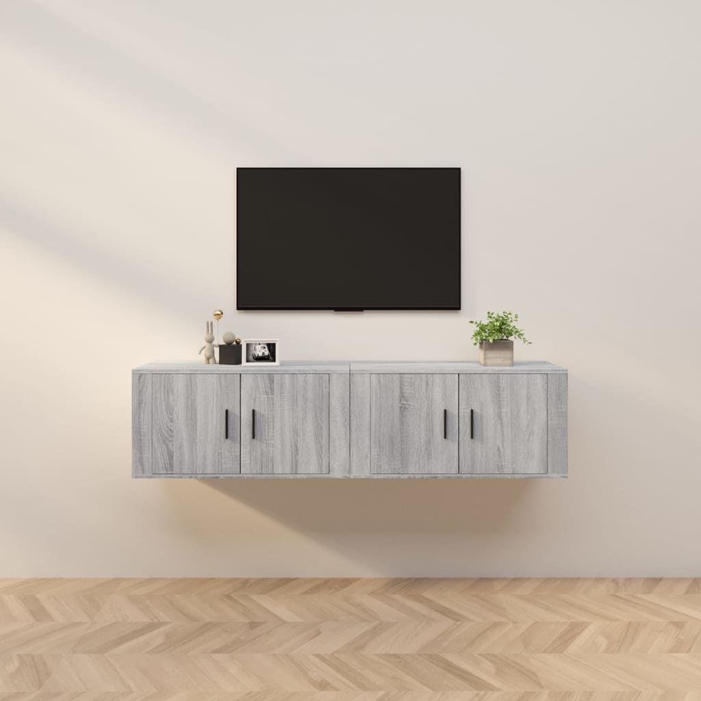 Tv-wandmeubels 2 st 80x34,5x40 cm grijs sonoma eikenkleurig is nu te koop bij PeponiXL, paradijselijk wonen!