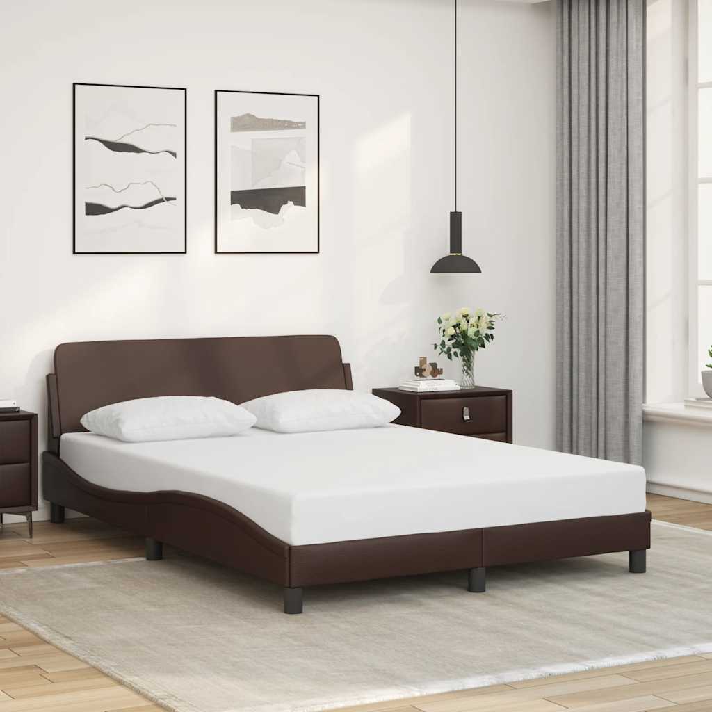 Bedframe "Dover" kunstleer bruin 140x190 cm is nu te koop bij PeponiXL, paradijselijk wonen!