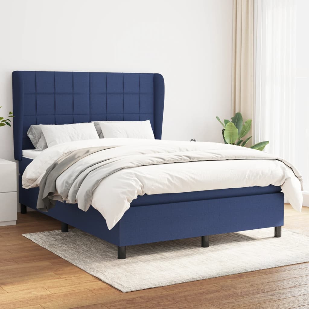 Boxspring met matras stof blauw 140x190 cm is nu te koop bij PeponiXL, paradijselijk wonen!