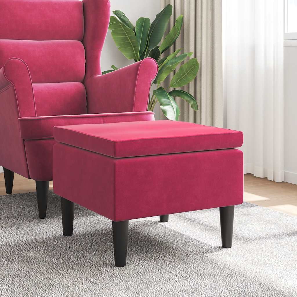 Kruk met houten poten fluweel wijnrood is nu te koop bij PeponiXL, paradijselijk wonen!