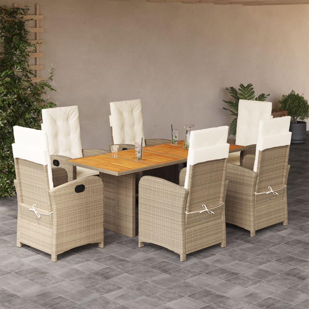 7-delige Tuinset met kussens poly rattan gemengd beige is nu te koop bij PeponiXL, paradijselijk wonen!