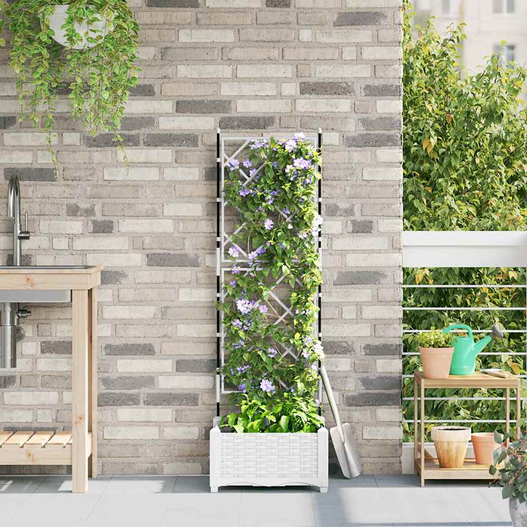 Tuin Bloempot Wit 40 x 40 x 125,5 cm Kunststof is nu te koop bij PeponiXL, paradijselijk wonen!