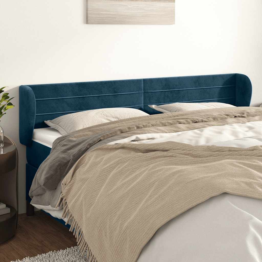 Hoofdbord met randen 203x23x78/88 cm fluweel donkerblauw is nu te koop bij PeponiXL, paradijselijk wonen!