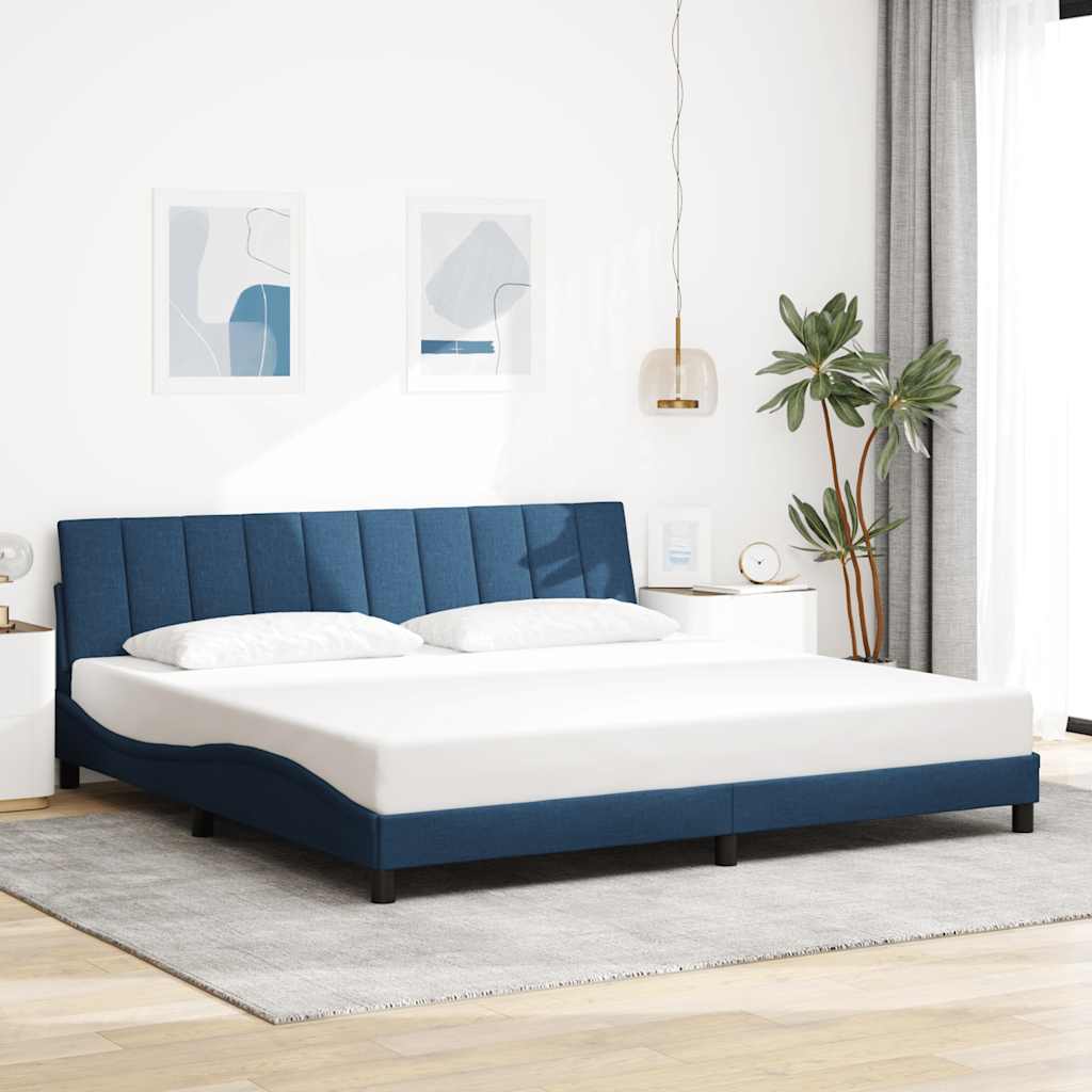 Bedframe zonder matras "Hanko" stof blauw 200x200 cm is nu te koop bij PeponiXL, paradijselijk wonen!