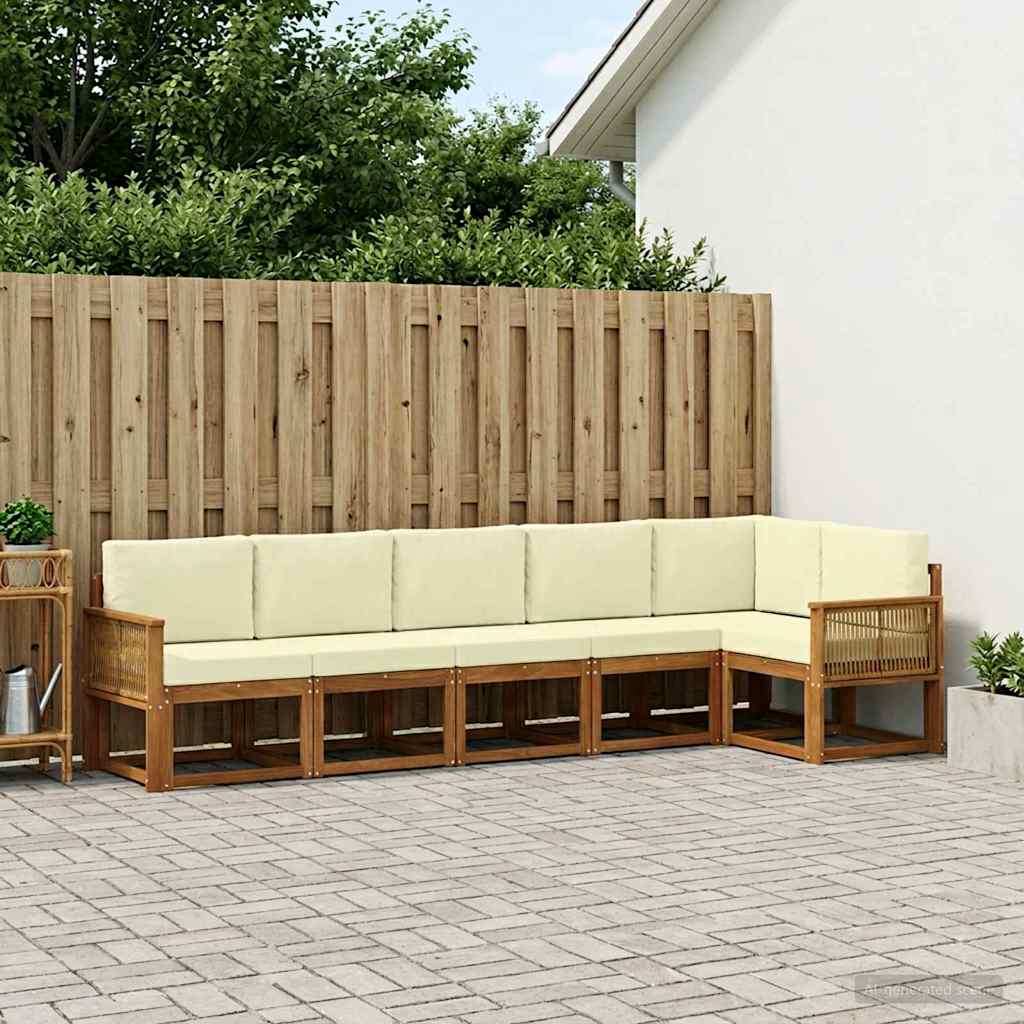 Buiten bankenset met kussen 6 pcs Natuurlijk en Crème Polyester is nu te koop bij PeponiXL, paradijselijk wonen!
