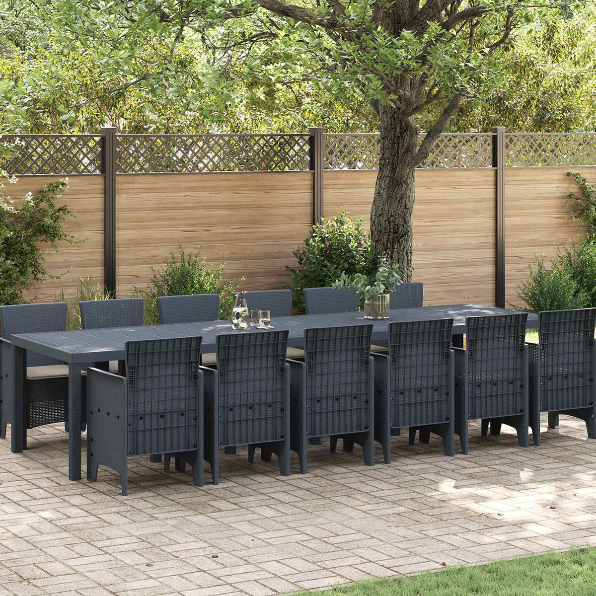 Tuin Eetset 13 pcs Antraciet Polt riet is nu te koop bij PeponiXL, paradijselijk wonen!
