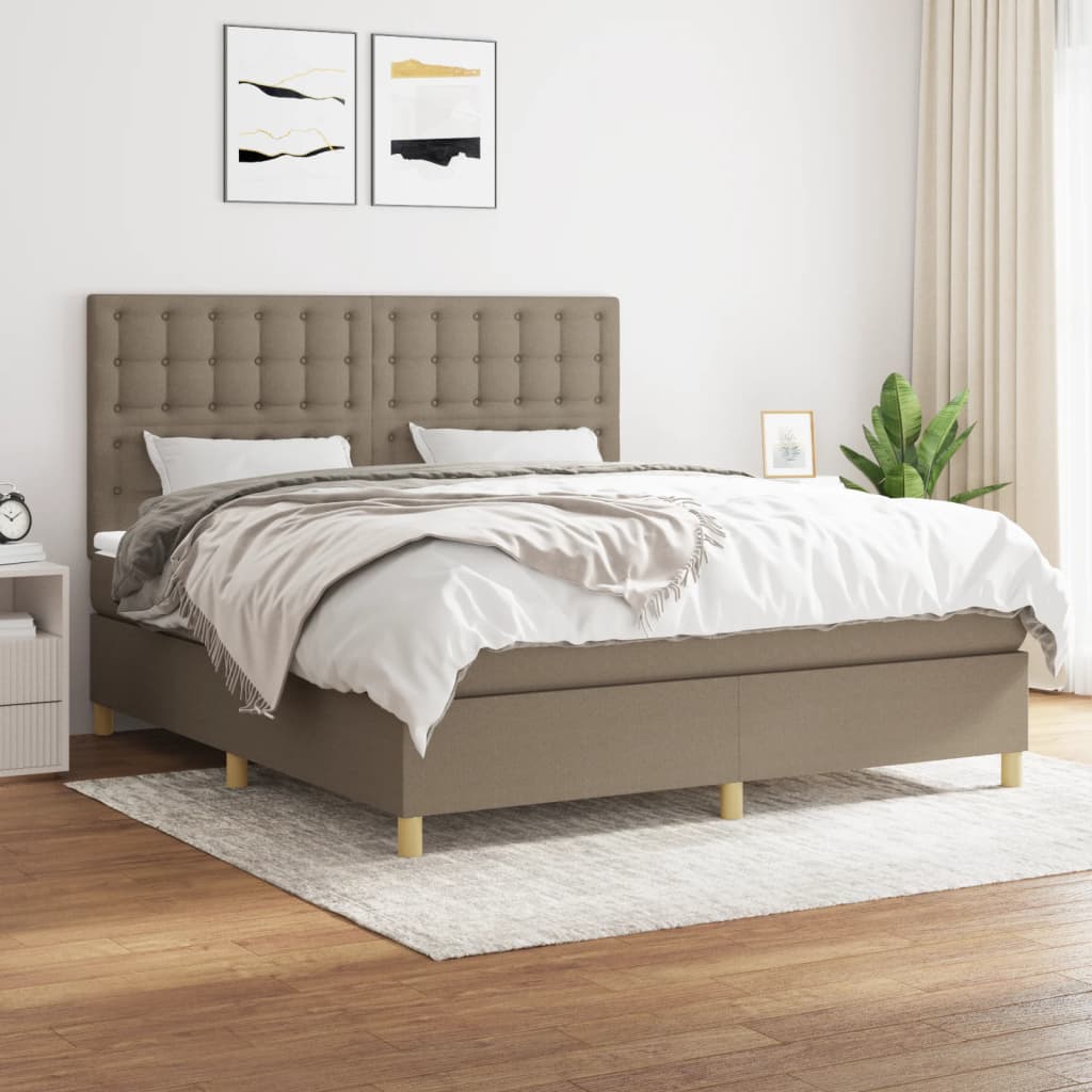 Boxspring met matras stof taupe 180x200 cm is nu te koop bij PeponiXL, paradijselijk wonen!