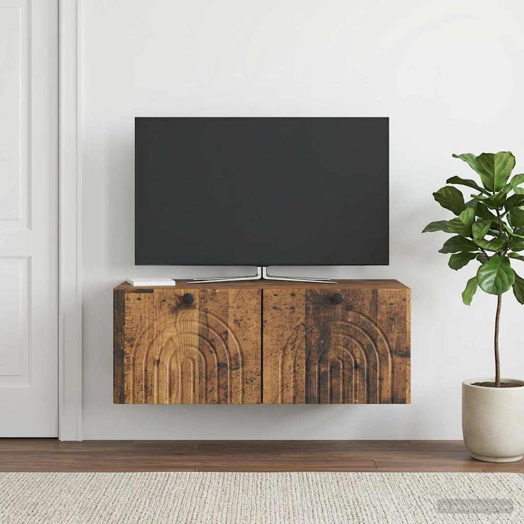 Wandbeugel TV-kast Oud hout 78,5 x 41 x 30 cm Bewerkt hout is nu te koop bij PeponiXL, paradijselijk wonen!