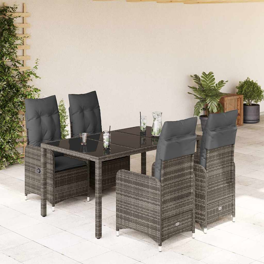 5-delige Bistroset met kussens poly rattan grijs is nu te koop bij PeponiXL, paradijselijk wonen!