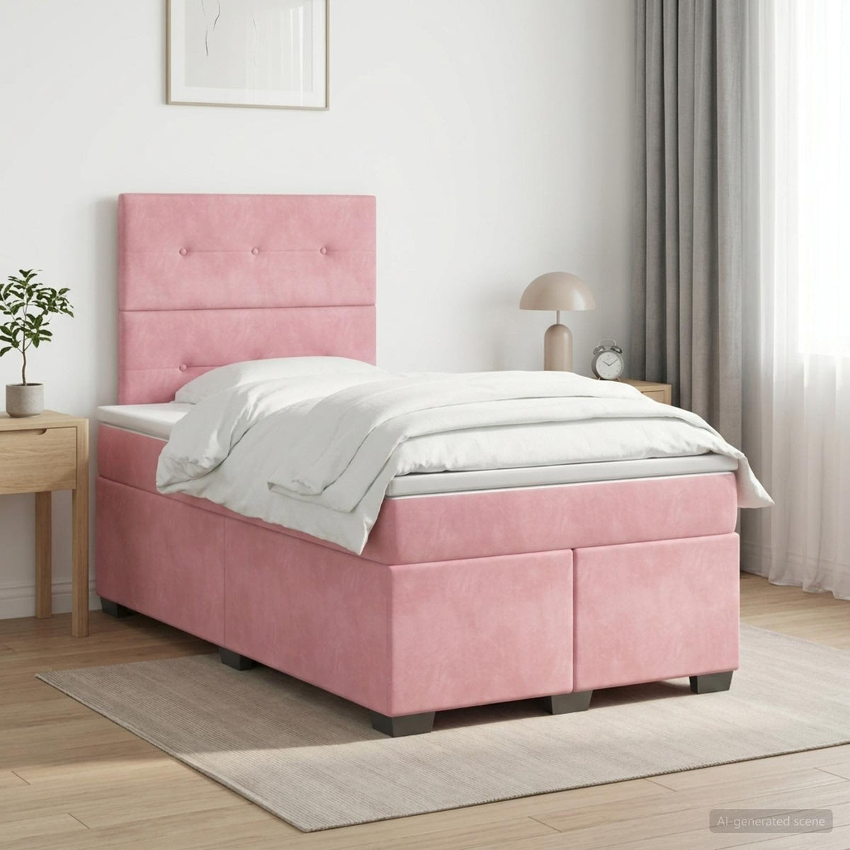 Boxspringbed met matras Roze 120 x 200 cm Fluweel is nu te koop bij PeponiXL, paradijselijk wonen!