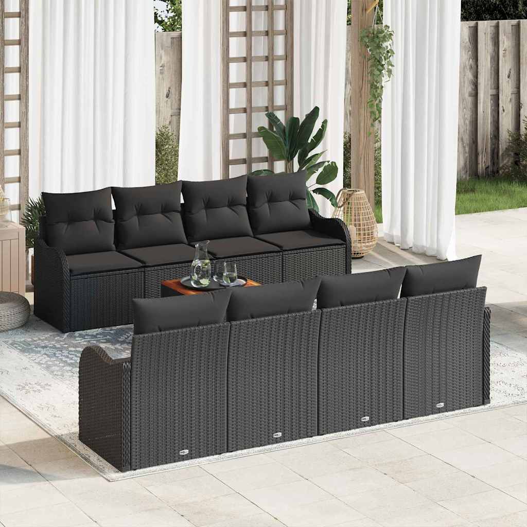 Tuinbankenset met kussen 9 pcs Zwart poly rattan is nu te koop bij PeponiXL, paradijselijk wonen!