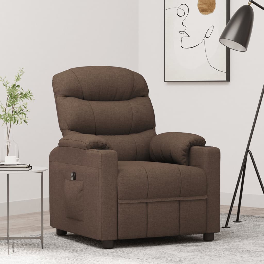 Fauteuil verstelbaar elektrisch stof bruin is nu te koop bij PeponiXL, paradijselijk wonen!