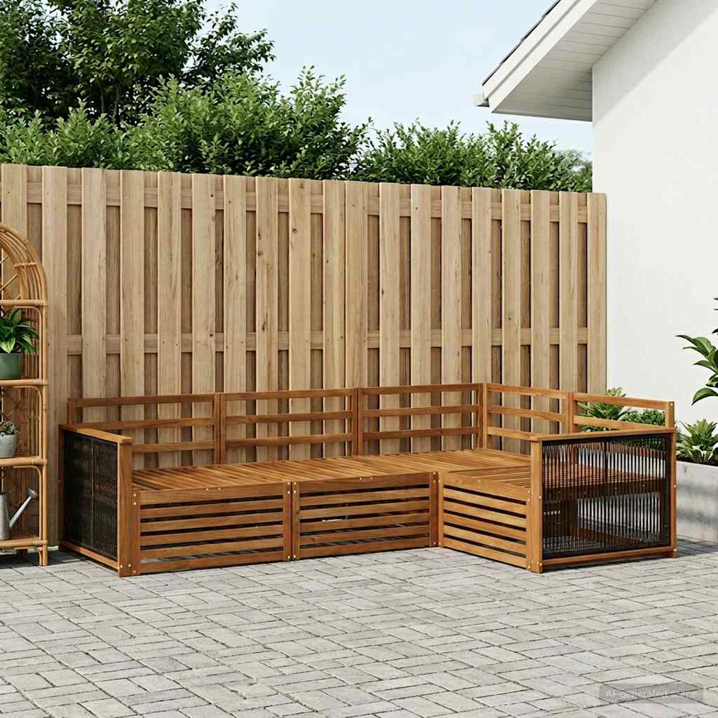 Buiten bankenset 4 pcs Naturel Massief Acaciahout is nu te koop bij PeponiXL, paradijselijk wonen!