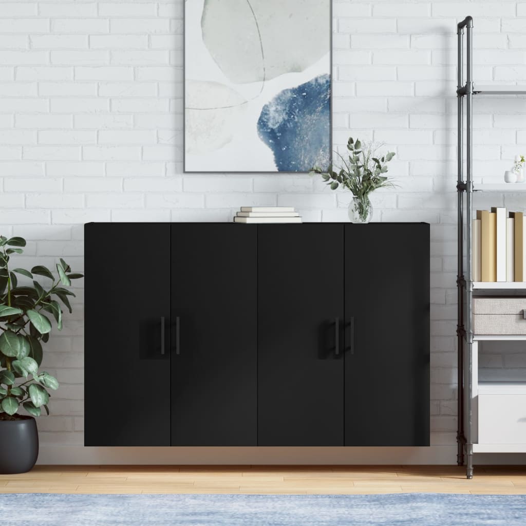 Hangkasten 2 st 69,5x34x90 cm zwart is nu te koop bij PeponiXL, paradijselijk wonen!