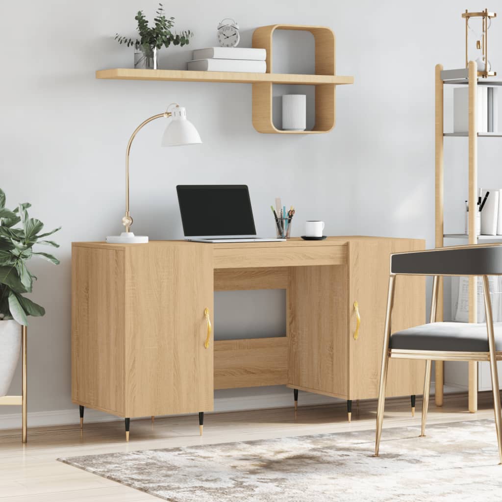 Bureau 140x50x75 cm bewerkt hout sonoma eikenkleurig is nu te koop bij PeponiXL, paradijselijk wonen!