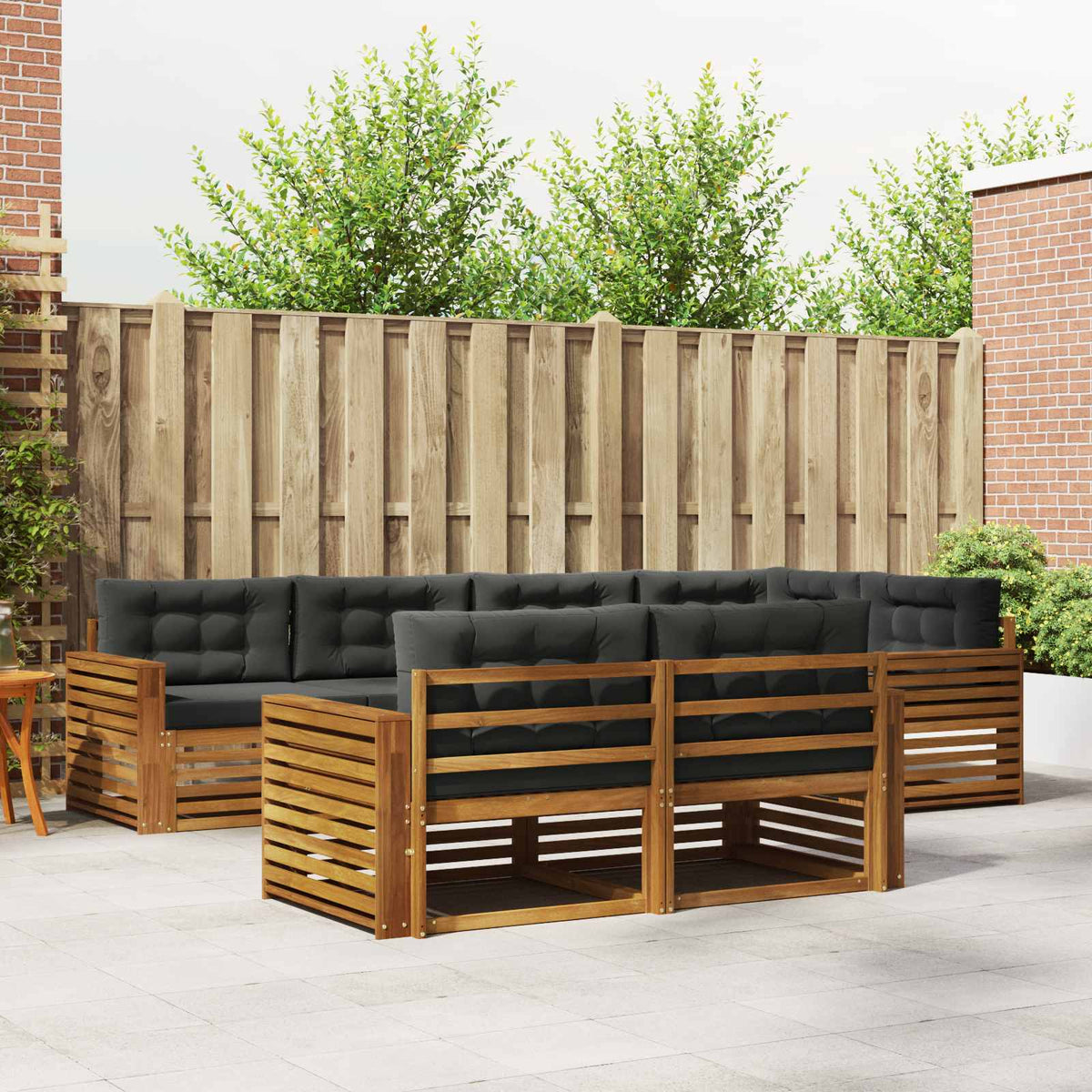 Buiten bankenset met kussen 7 pcs Natuurlijk en Antraciet is nu te koop bij PeponiXL, paradijselijk wonen!