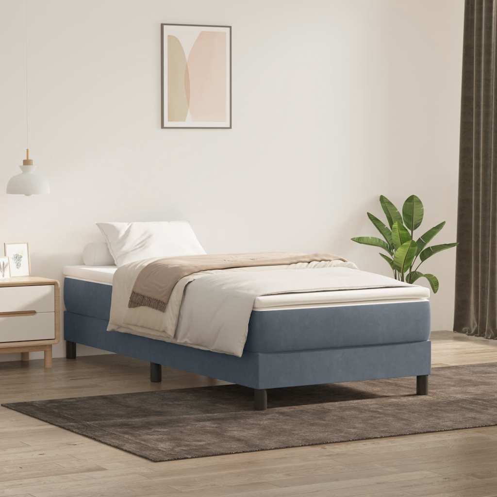Boxspring zonder matras fluweel donkergrijs 100x220 cm is nu te koop bij PeponiXL, paradijselijk wonen!