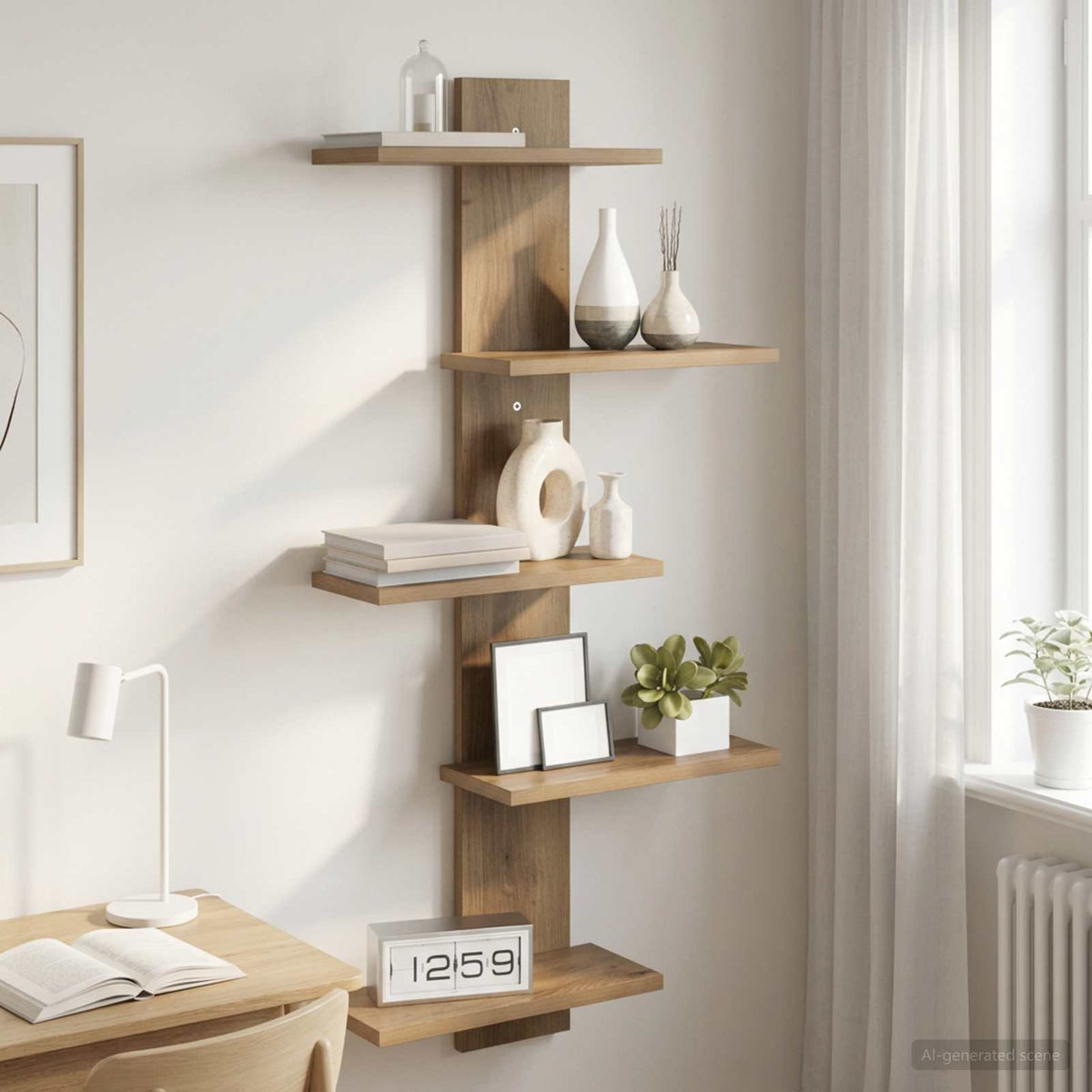 Wand Vlonderschap Artisanaal eiken 48,5 x 15 x 101 cm is nu te koop bij PeponiXL, paradijselijk wonen!