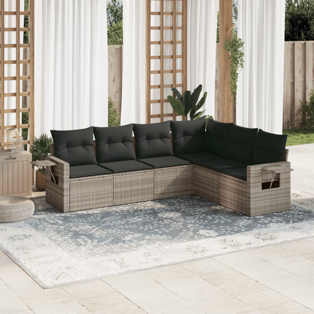 6-delige Loungeset met kussens poly rattan lichtgrijs is nu te koop bij PeponiXL, paradijselijk wonen!
