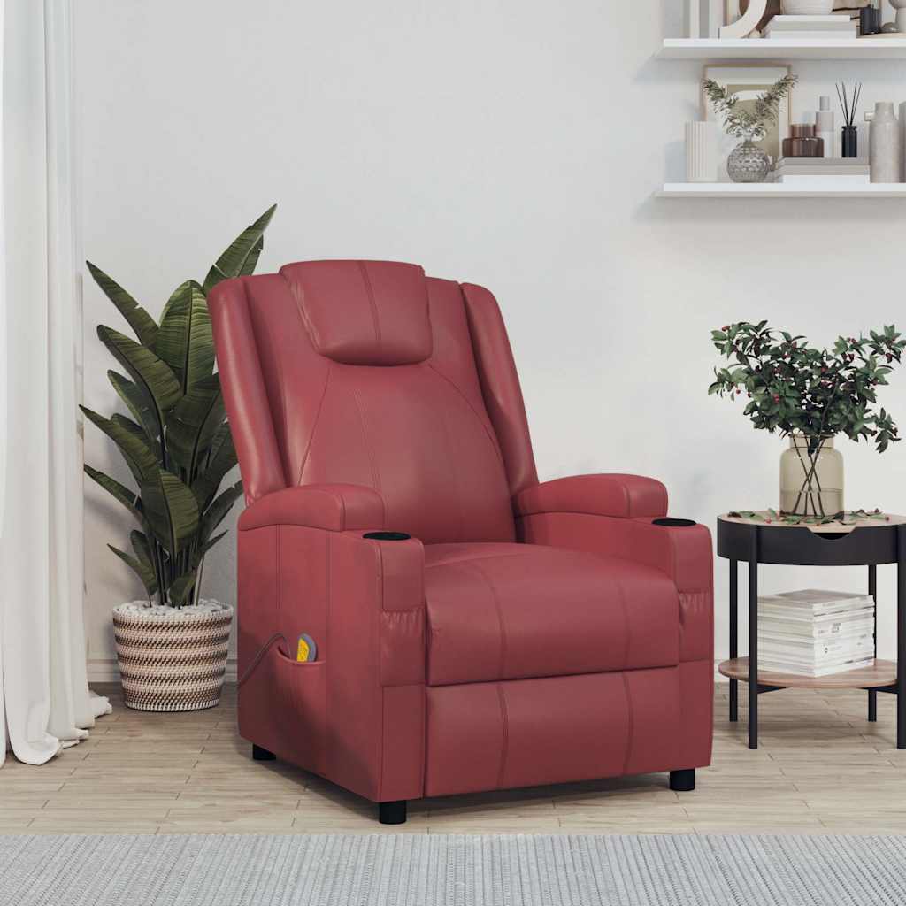 Massagestoel kunstleer wijnrood is nu te koop bij PeponiXL, paradijselijk wonen!