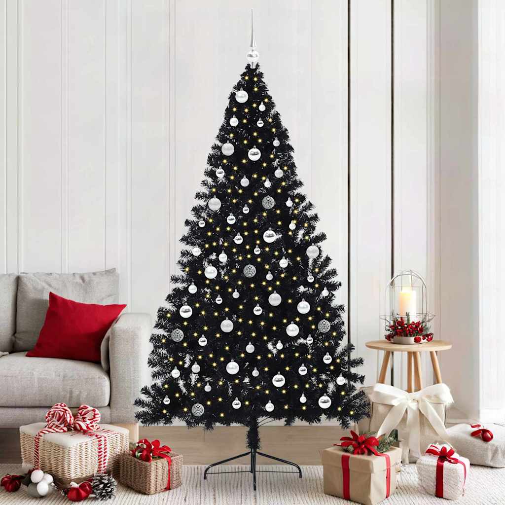 Kunstmatig Voorverlicht Kerstboom met 300 LED Zwart 210 cm PVC is nu te koop bij PeponiXL, paradijselijk wonen!