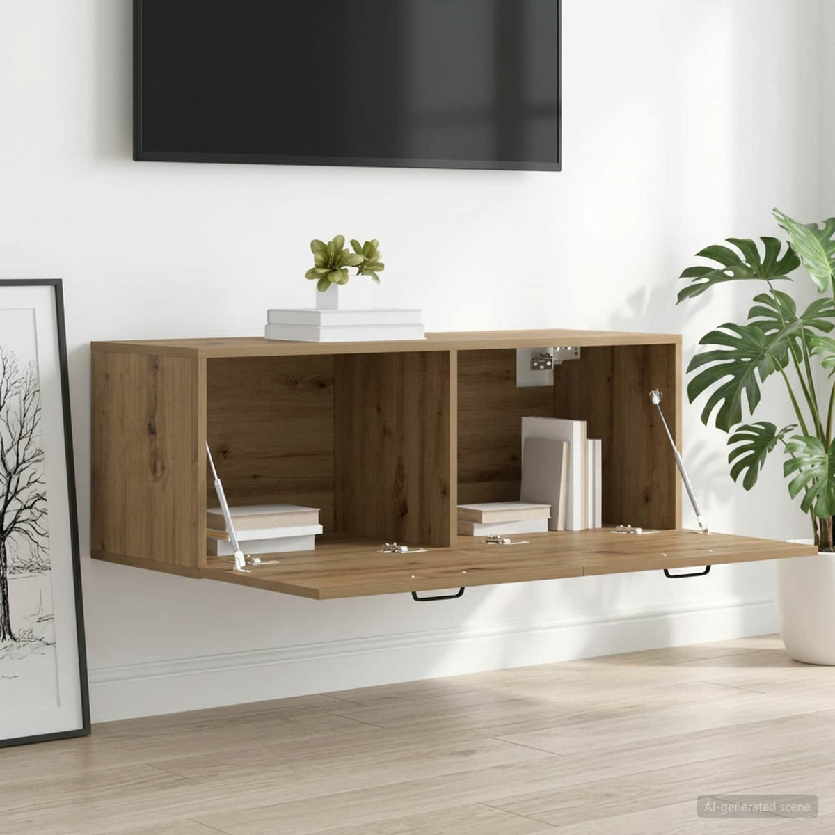 Wandkast 100 x 36,5 x 35 cm Bewerkt hout Artisanaal eiken is nu te koop bij PeponiXL, paradijselijk wonen!