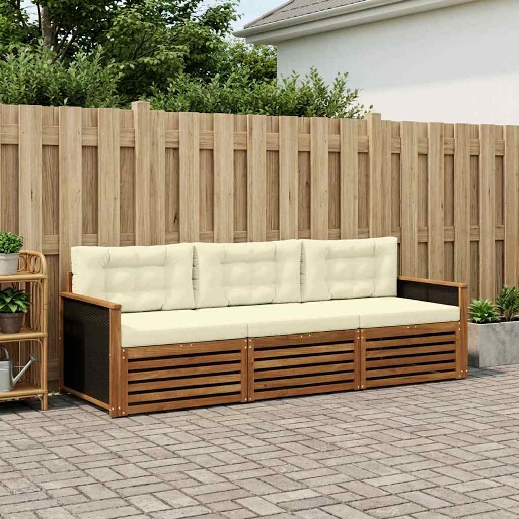 Buiten bankenset met kussen 3 pcs Natuurlijk en Crème Polyester is nu te koop bij PeponiXL, paradijselijk wonen!