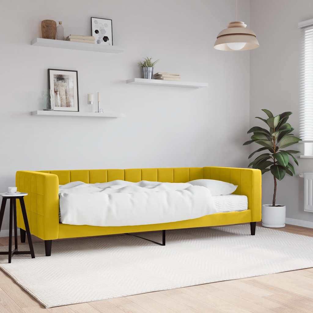 Slaapbank met matras 80x200 cm fluweel geel is nu te koop bij PeponiXL, paradijselijk wonen!