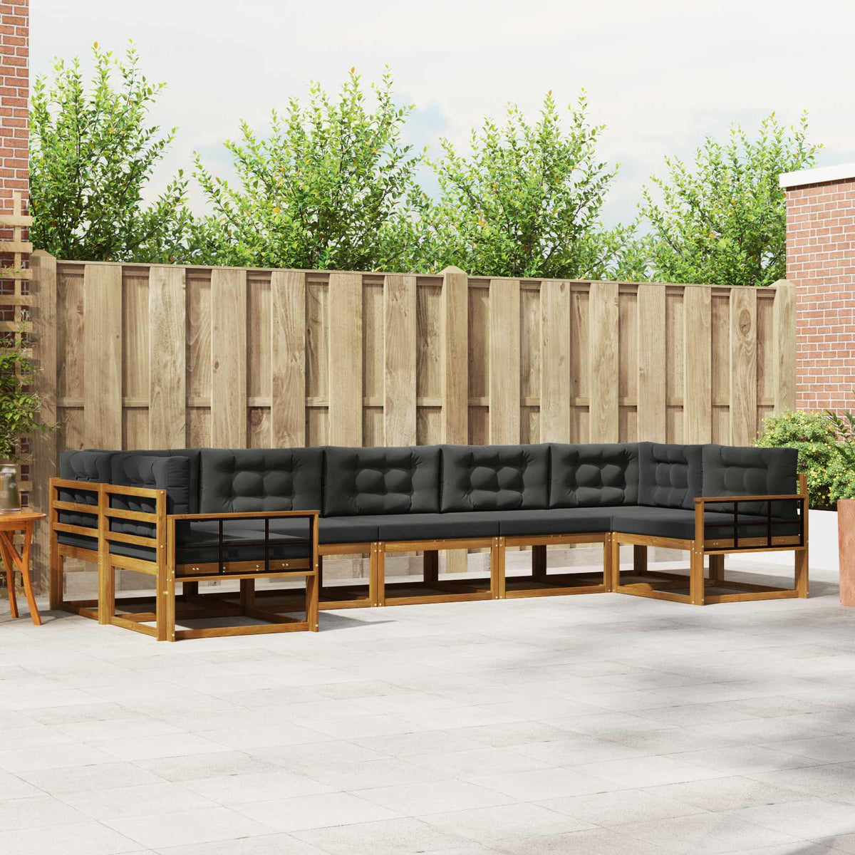Buiten bankenset met kussen 7 pcs Natuurlijk en Antraciet is nu te koop bij PeponiXL, paradijselijk wonen!
